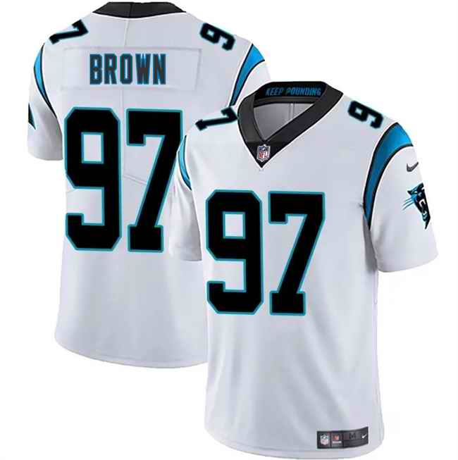 Men's Carolina Panthers #97 Bobby Brown White 2025 Vapor Limited Stitched Football Jersey